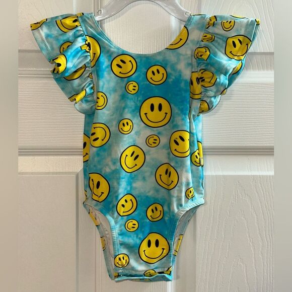 Posh Peanut Other - Posh Peanut Blue and Yellow Smiley Face Toddler Girl’s 18-24M Swimsuit